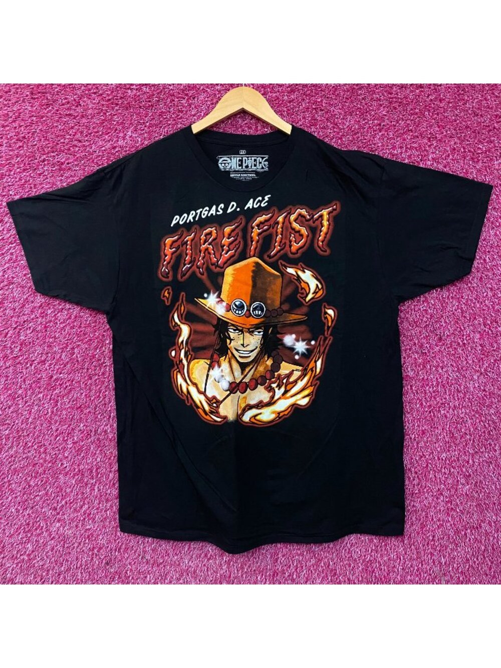 One Piece Fire Fist Ace Airbrush Style Graphic Art Anime T-Shirt 2XL